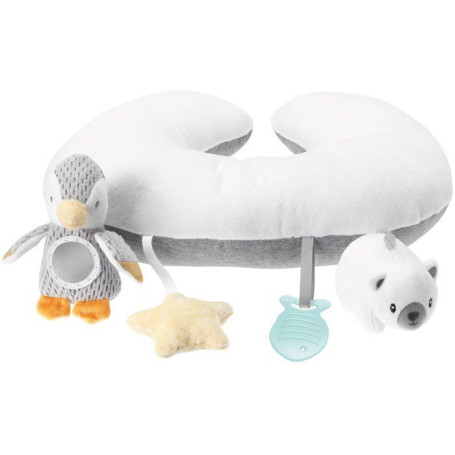 Coussin d'activités moelleux Tummy Time - NUBY - Gris et Blanc