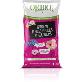 Terreau Fleurs ORBIO 40 L - Substrat Enrichi pour Floraison Abondante