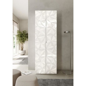 Armoire de rangement moderne 2 portes - Blanc laqué - 3 étagères