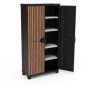 Armoire Space-Saver 90 cm avec 4 étagères - Noir et Bois