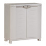 Armoire basse de rangement en résine beige - 2 étagères pratiques