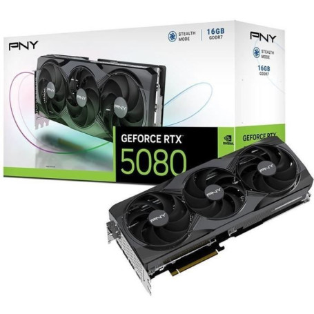 Carte Graphique PNY GeForce RTX 5080 - 16 Go avec Triple Ventilateur