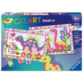 Ravensburger CreArt Junior - Kit de Peinture par Numéros Dinosaures Colorés