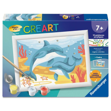 Kit de Peinture par Numéros Ravensburger - Dauphins et Coraux 13x18cm