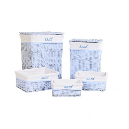Lot de paniers DKD Home Decor Bleu Polyester Enfant osier (44 x 34 x 56 cm) 239,99 €