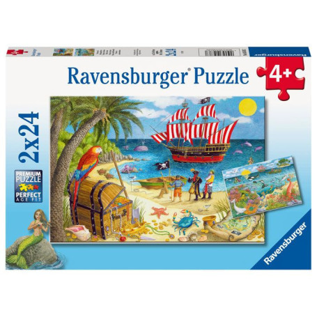 Coffret de Puzzles Enfants - Pirates et Sirènes - 2 x 24 Pièces