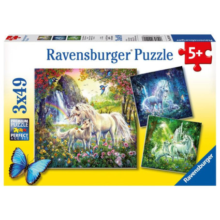 Puzzle Les Licornes - 3 x 49 Pièces pour Enfants