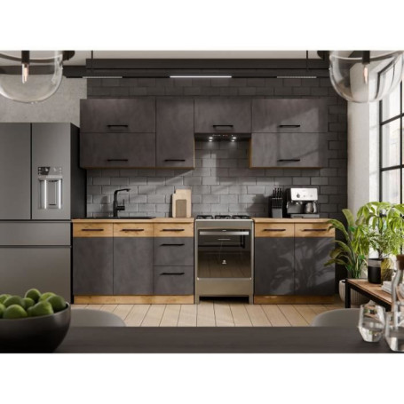 Cuisine complète ROCK 7 éléments - Chêne Lancelot et Gris Matera