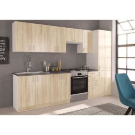 Cuisine complète modulable SARA 300 cm en chêne sonoma - 8 éléments