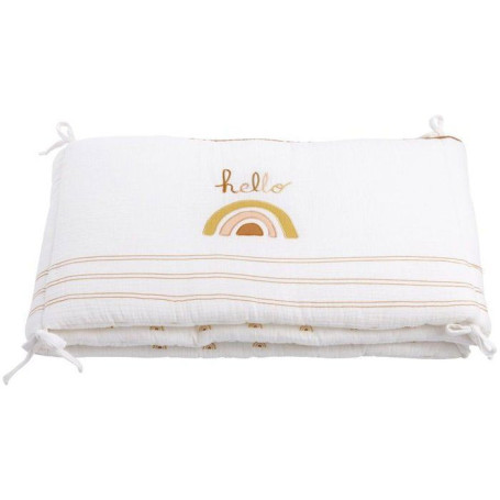 Tour de lit adaptable Sunlight en coton écru avec motifs arc-en-ciel