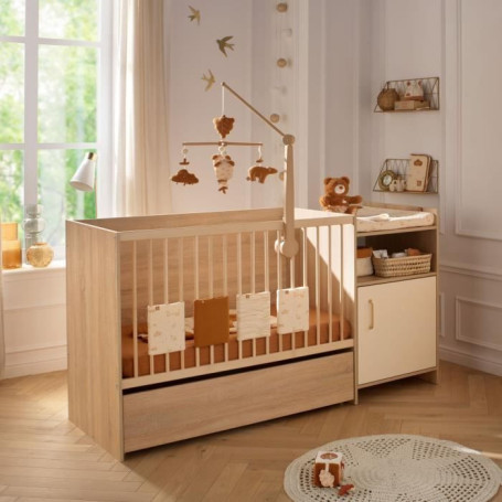 Lit combiné évolutif CHARLIE 120x60 cm en crème - SAUTHON