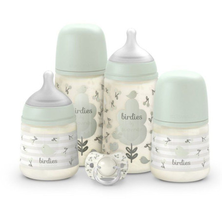 Coffret Biberons Nouveau-Né Birdies - SUAVINEX - 0 à 6 Mois - Vert