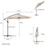 Parasol déporté AUREA 3 m en aluminium crème