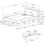 Lit adulte COMBO 140x190/200 cm avec 3 tiroirs - Acacia et blanc - PARISOT