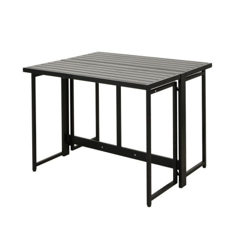 Table de Jardin Pliante en Métal Noir - 4 Personnes