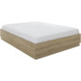 Lit coffre TIDY 160 x 200 cm en Chêne et Écru avec Sommier Inclus