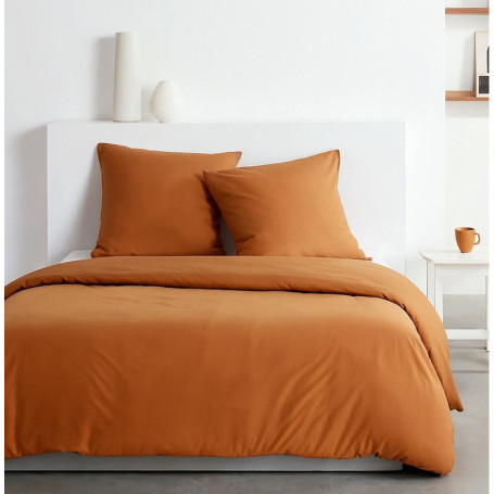 Parure de lit Essential Caramel - Housse de couette 220x240 cm et 2 taies