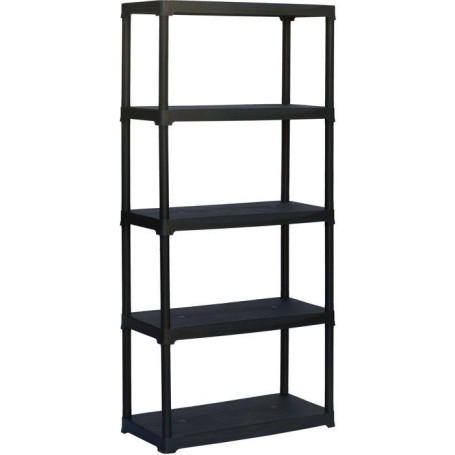 Étagère de Rangement TOOD ETA 845 - 5 Tablettes en Plastique Noir - 80 x 39 x 180 cm