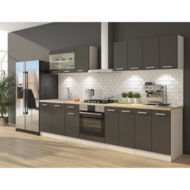 Cuisine complète ULTRA avec meuble four et plan de travail - Gris mat 300 cm