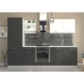 Cuisine complète PREGO 270 cm en Gris Graphit avec plan de travail inclus