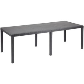 Table de Jardin Queen en Rotin Anthracite - 220 x 90 cm