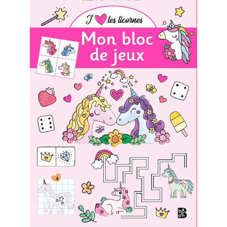 J'aime les licornes - Mon bloc de jeux
