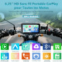 Carpuride W602S Pro Moto CarPlay Écran avec BM05 pour Plug-and-Play, Sans Fil CarPlay & Android Auto, 6,25" Étanche Tactile Écra
