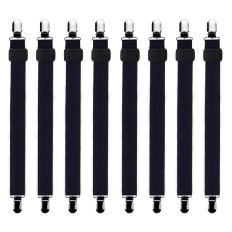 Bedecor -8Pcs (30cm à 120cm) Tendeur Drap Housse Lit Drap Réglable,Tendeurs de Maintien,Convient à Tous Lits et Matelas,Noir