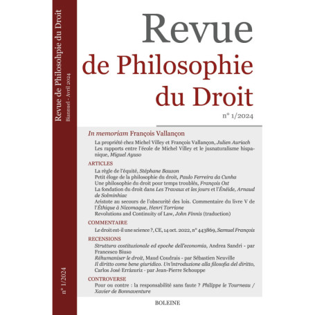 Revue de Philosophie du Droit 1/2024