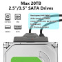 Bpzmm Câble Adaptateur SATA vers USB 3.0 avec Alimentation 12V 2A, Adaptateur SATA USB pour Disques Durs SSD/HDD 2,5" & 3,5", Co
