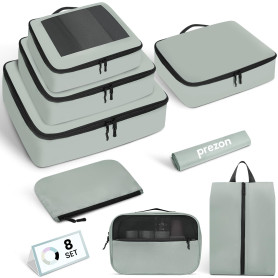 Prezon Cubes de rangement pour valise, lot de 8, organiseurs de bagages légers, cubes de rangement pour accessoires de voyage