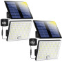 Realky Lampe Solaire Extérieur detecteur de mouvement, lumière led solaire exterieur puissante 113 LED 2000mAh 4 Modes, luminair