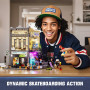 FUNWHOLE Magasin de Skate - Set de Briques de Construction Éclairé LED, Collection Street Fusion City, Kit de Construction Modul