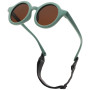 LOJUDI Lunette Soleil Bebe 0-36 Mois - Polarisées avec Sangle Réglable Cadre en Silicone Ronde Enfant Lunettes Protection UV400 