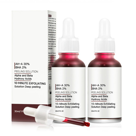Solution de Peeling AHA 30% + BHA 2%, Peeling Visage Puissant, Exfolie en Douceur, Améliore le Grain de Peau et L'éclat, Laissan