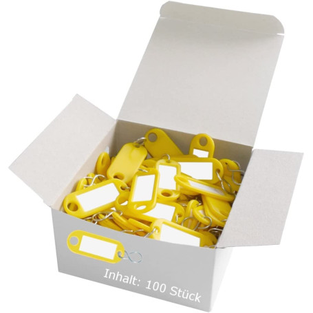 Wedo 262813405 Lot de 100 Porte-Clés avec Crochet en S Jaune