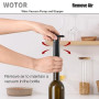 WOTOR Pompe à vide vin avec 4 bouchons, bouchon bouteille vin, réutilisable pour garder le vin frais, accessoires vin