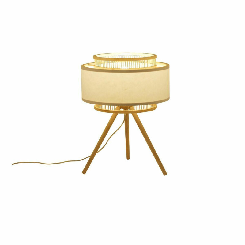 Image secondaire de Lampe de bureau DKD Home Decor Marron Polyester Blanc Bambou (36 x 36 x 48 cm)