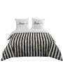 AYSW Sets de Housses de Couettes 220 x 240 cm + Lot 2 Taies d'Oreillers 65 x 65 cm Parure de lit Imprimé Rayure Multicolore 2 Pe