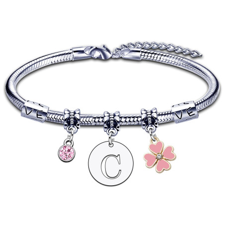 KJKJKJ Bracelet Lettre Initiale Prénom Pour Femme Argent Lettres A-Z Pendentif Bracelets Sœurs Amitié Collègue Fille Mamie Femme