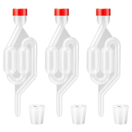 Rebanky 3 Pièces Tubes de Fermentation Barboteur avec 3 Bouchons en Caoutchouc Airlock Fermentation Transparent Barboteur Fermen
