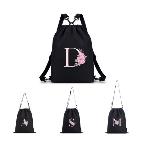 A-Z BAG Sac à Dos Personnalisable avec Initiale Florale 4 en 1 (Sac à Dos/Sac à bandoulière/Sac à Main) imperméable pour Fitness