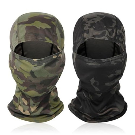 ROMOLY Cagoule Militaire Cagoule de Camouflage pour Homme et Femme, Pack de 2, Noir et Vert Camo, Taille Unique