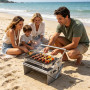 Barbecue à charbon portable rotatif à 360° avec panier basculant – Barbecue en acier inoxydable 304 pour le camping, le hayon et