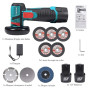 Mini Meuleuse d'Angle sans Fil 12V, 76mm Moteur Brushless 19500 tr/min, Avec 2 Batteries 1500mAh & 8 Disques, Outil de Découpe É