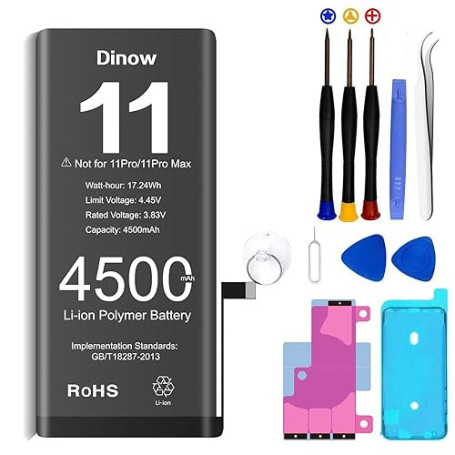 Batterie pour iPhone 11, 4500mAh Batterie de Remplacement Lithium Li-ION Haute Capacité, Batterie Interne pour iPhone 11 pour mo
