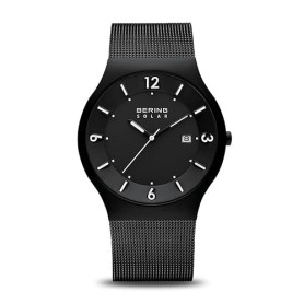 Bering 14440 Montre Solaire pour Homme, 40 mm, Boîtier en Acier Inoxydable Et Cadran, Bracelet Milanais, Verre Saphir, 5 ATM