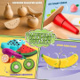 BunnyJOY Dinette Bois Accessoires Cuisine Enfant 2 3 Ans, Fruits et Légumes en Bois à Découper 26 Pièces, Jeu Éducatifs D’Imitat