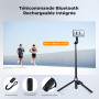 K&F CONCEPT 180cm Trépied Selfie Stick iPhone Compatible avec DJI OSMO Pocket 3/4, Clip 3 en 1 Trépied Téléphone Magnétique & Vi