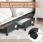 PHINOX Lot de 2 tiroirs de rangement sous lit avec roulettes, conteneurs de rangement sous lit avec couvercle transparent, tiroi